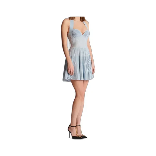 Textured Knit Halterneck A-Line Dress
