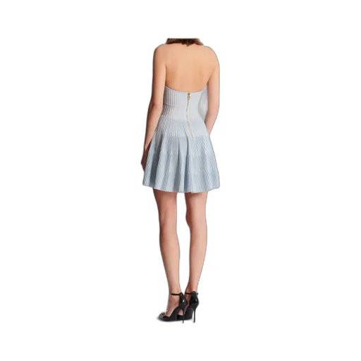 Textured Knit Halterneck A-Line Dress