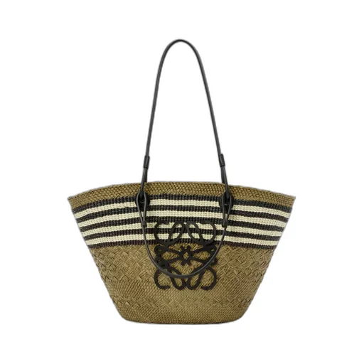 Medium Anagram Basket In Iraca Palm And Calfskin