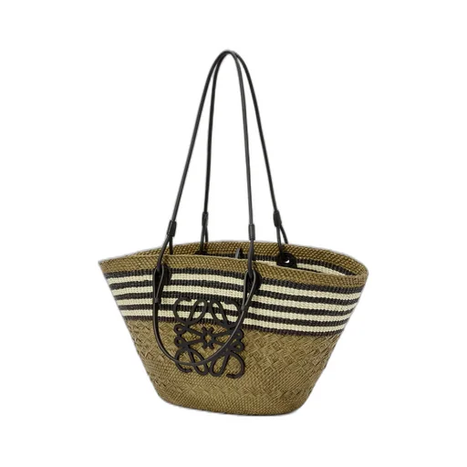 Medium Anagram Basket In Iraca Palm And Calfskin