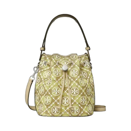 T Monogram Mesh Dot Bucket Bag