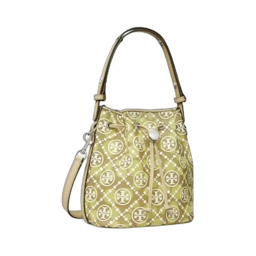 T Monogram Mesh Dot Bucket Bag