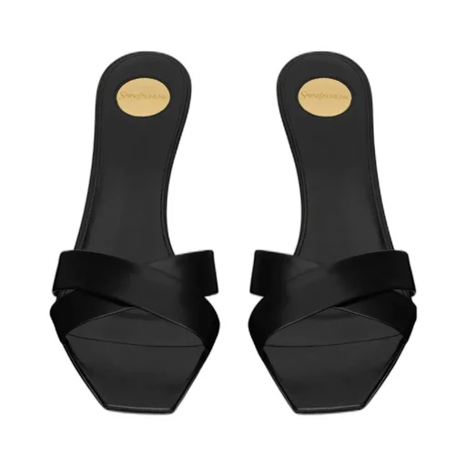 Saint Laurent Jill Crisscrossed Square Toe Mules