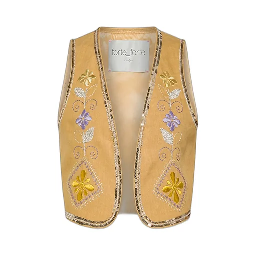 Linen Vest For Women With “Oniric Blossom” Embroidered Detailing