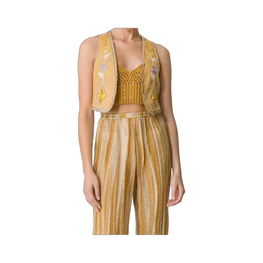 Linen Vest For Women With “Oniric Blossom” Embroidered Detailing