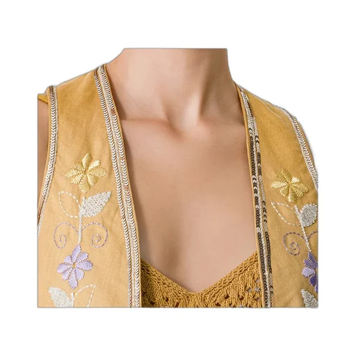 Linen Vest For Women With “Oniric Blossom” Embroidered Detailing