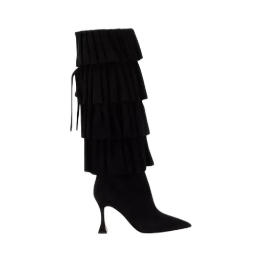 Manolo Blahnik Ruffled Tiered Ankle Boots