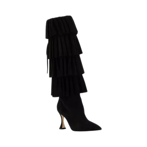 Manolo Blahnik Ruffled Tiered Ankle Boots