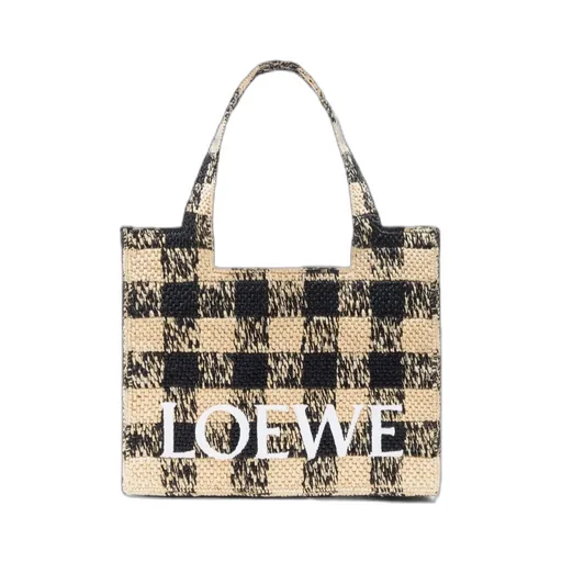 Large Loewe Font Tote In Raffia