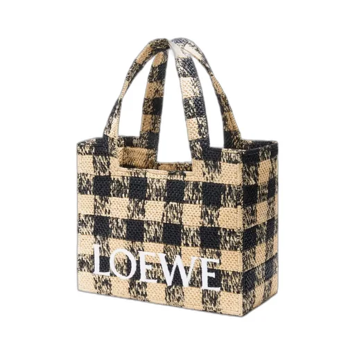 Large Loewe Font Tote In Raffia