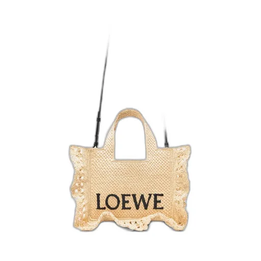 Small Loewe Font Tote In Raffia