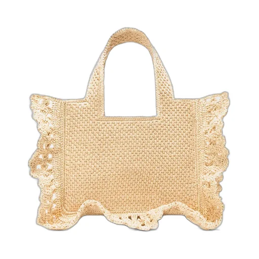 Small Loewe Font Tote In Raffia