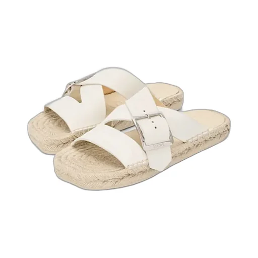 Petal Espadrille Slide In Soft Calfskin