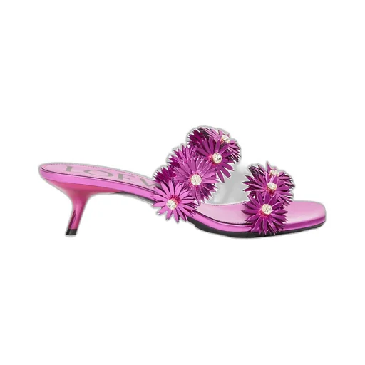 Petal Flower Sandal In Calfskin And Crystals