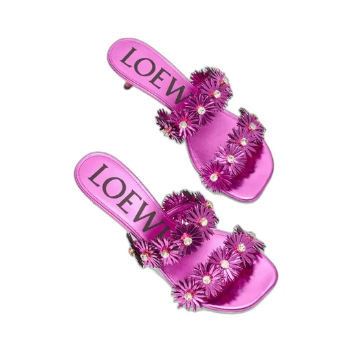 Petal Flower Sandal In Calfskin And Crystals