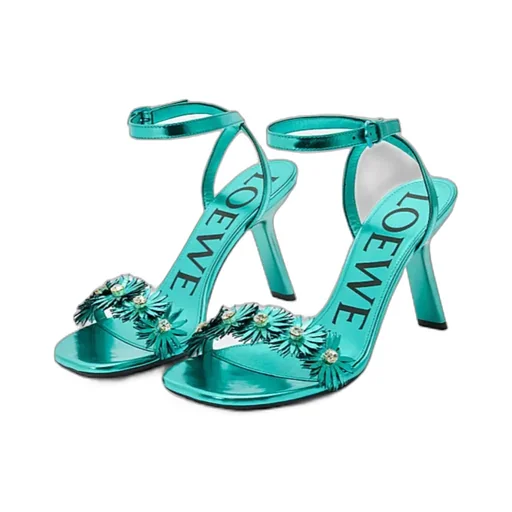 Petal Flower Sandal In Calfskin And Crystals