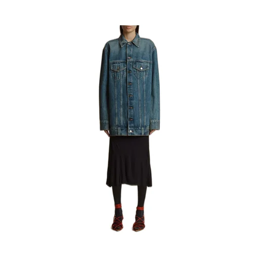 Long-Sleeved Lapel Denim Coat