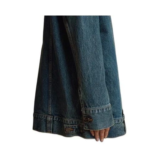 Long-Sleeved Lapel Denim Coat