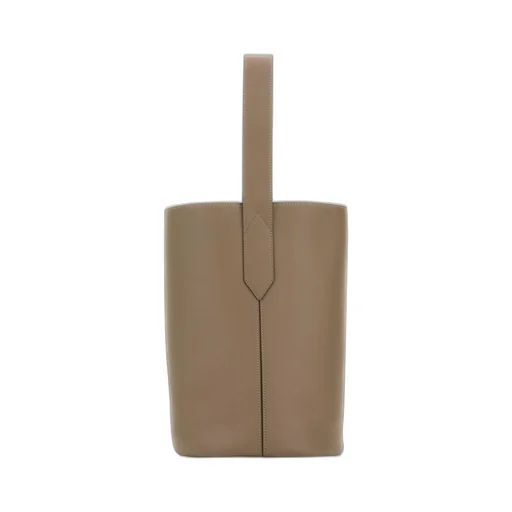 Buckle-Fastening Leather Bucket Bag