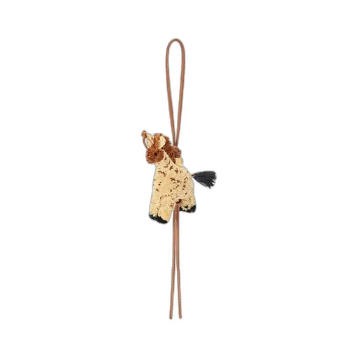 Giraffe Charm In Raffia And Calfskin