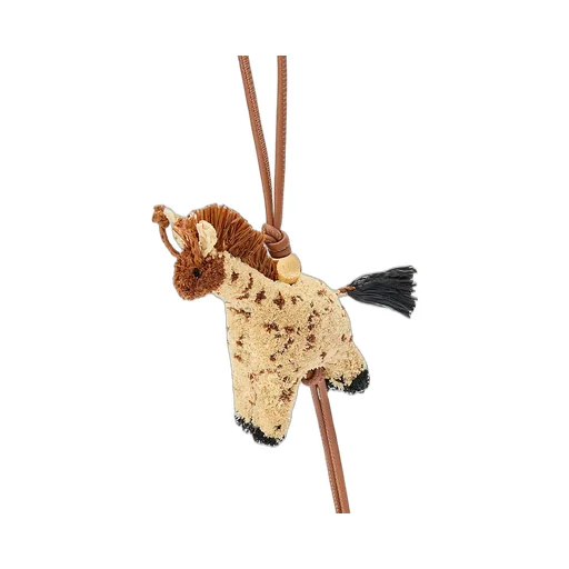 Giraffe Charm In Raffia And Calfskin
