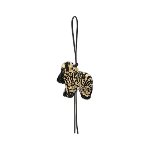 Zebra Charm In Raffia And Calfskin