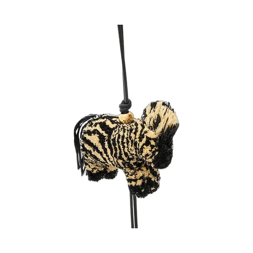 Zebra Charm In Raffia And Calfskin