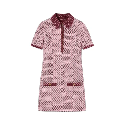 Gucci Diamante Tweed Short-Sleeve Dress