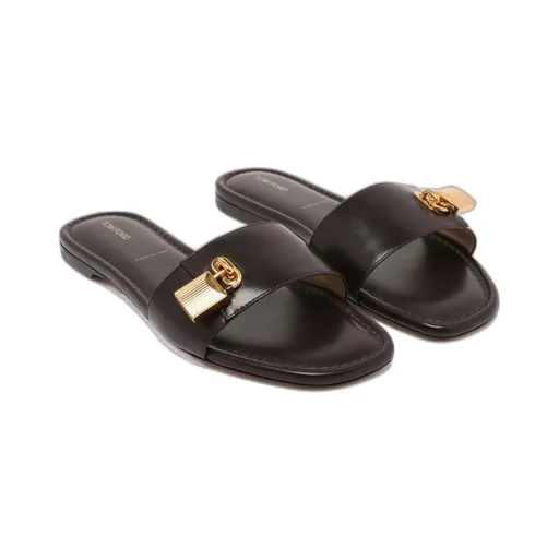 Padlock Slide Flat Sandals