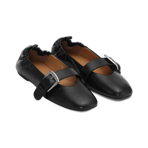 Buckle Strap Ballerinas In Black