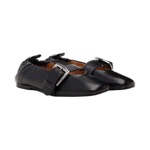 Buckle Strap Ballerinas In Black