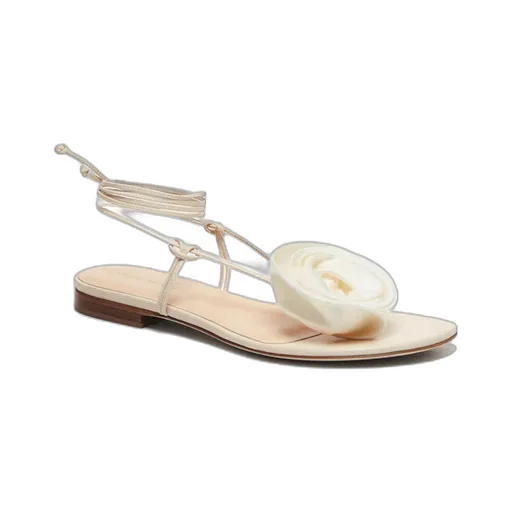Flat Sandals With Floral Embellishments