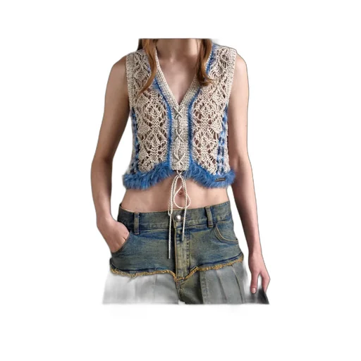 Western Lace-Up Knit Vest