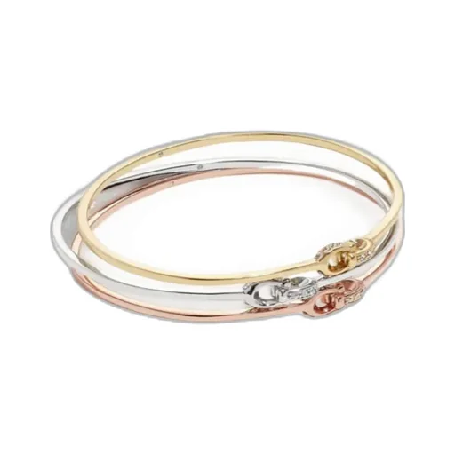 Interlocking Signature C Stone Bangle Bracelet Set