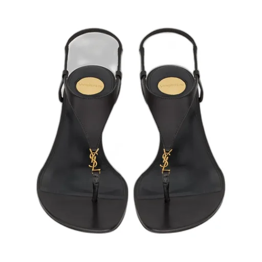 Saint Laurent Cassandra Logo Plaque Wedge Sandals