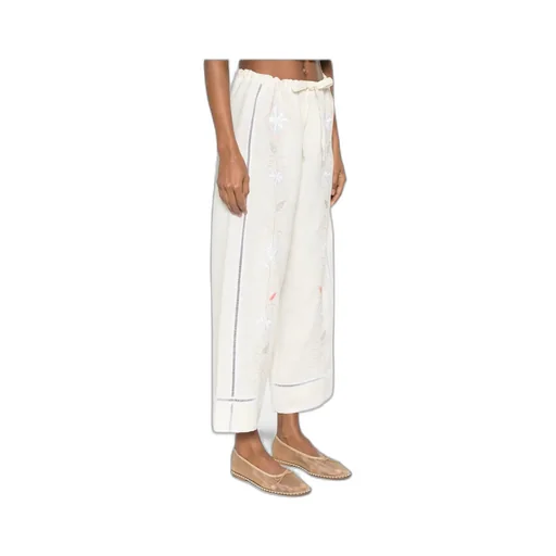 Flower Embroidered Casual Pants