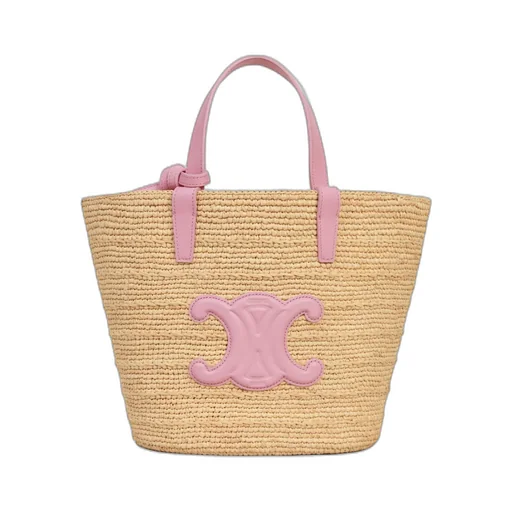 Teen Supple Celine Classic Panier In Raffia And Calfskin