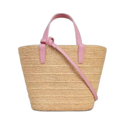 Teen Supple Celine Classic Panier In Raffia And Calfskin
