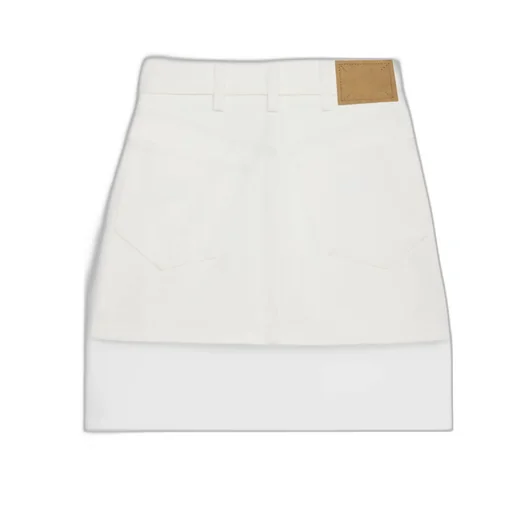 Embroidered Mini Skirt In Raw Wash White Denim