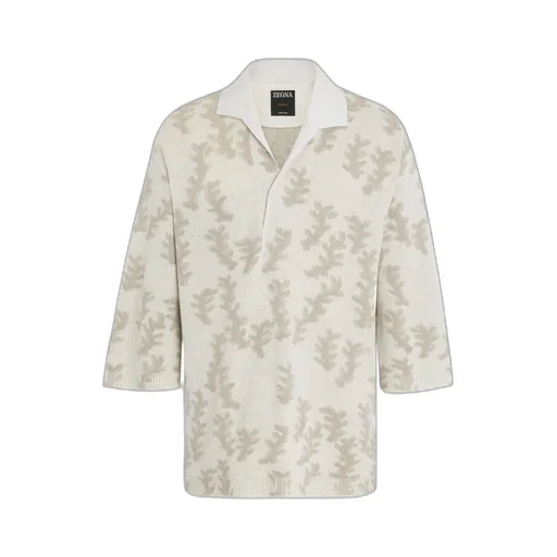 Zegna Oasi Lino Oversized Knitted Polo Shirt