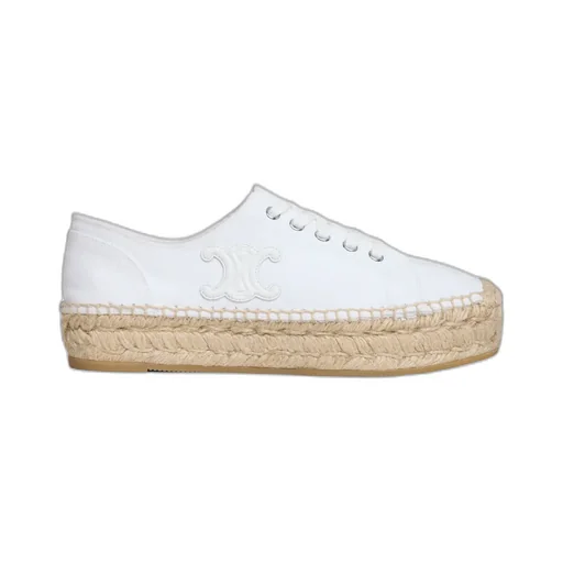 Les Espadrilles Celine Lace-Up In Canvas And Calfskin