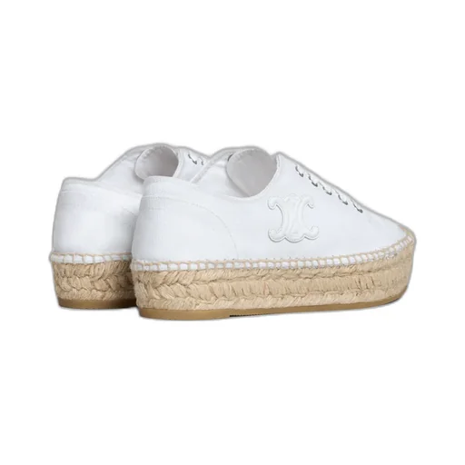 Les Espadrilles Celine Lace-Up In Canvas And Calfskin