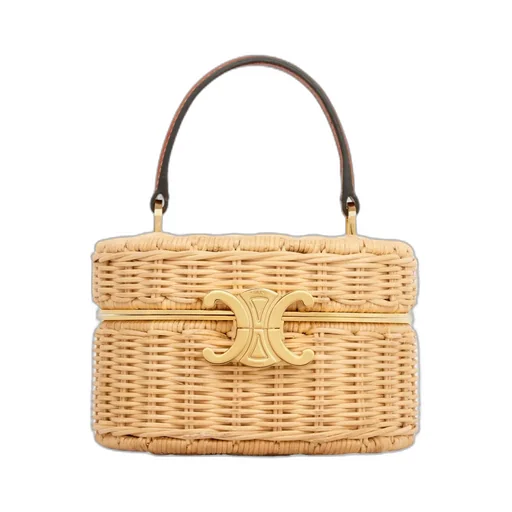 Triomphe Oval Box In Wicker And Calfskin
