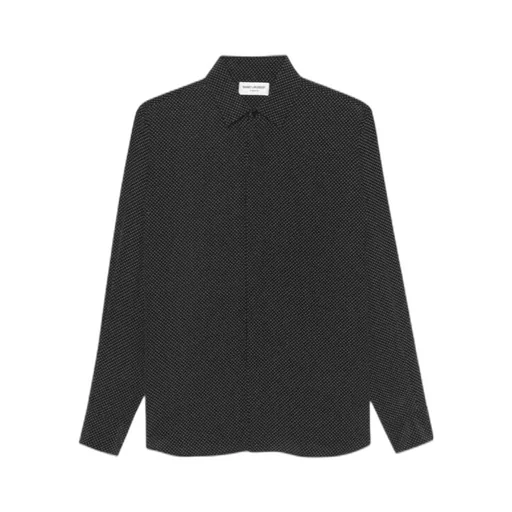 Saint Laurent Yves Dot Printed Long-Sleeved Shirt
