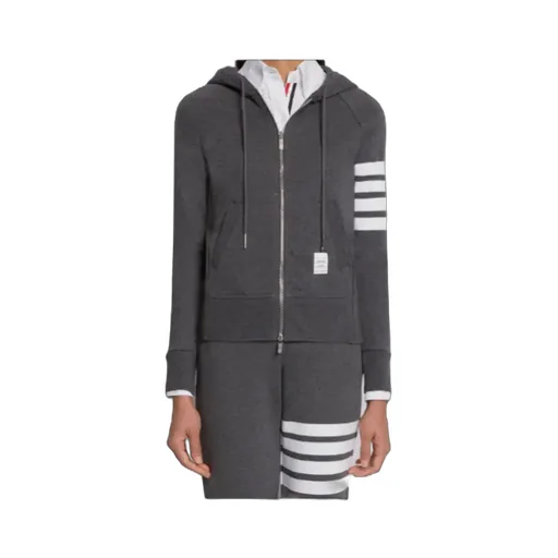 Thom Browne 4-Bar Striped Zip-Up Hoodie