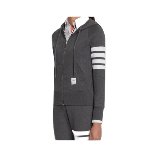 Thom Browne 4-Bar Striped Zip-Up Hoodie