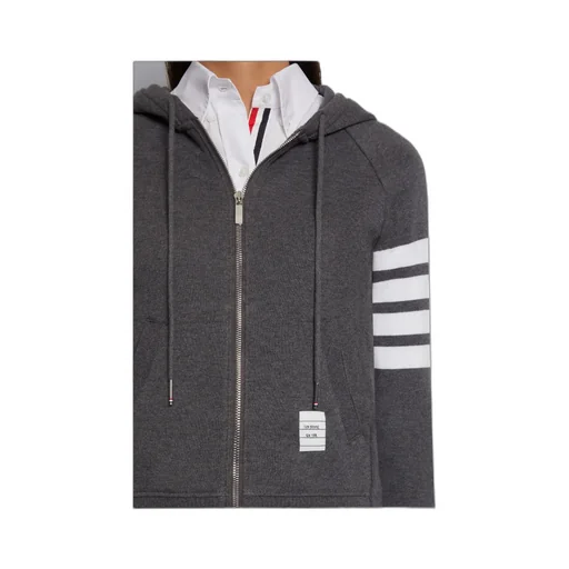 Thom Browne 4-Bar Striped Zip-Up Hoodie
