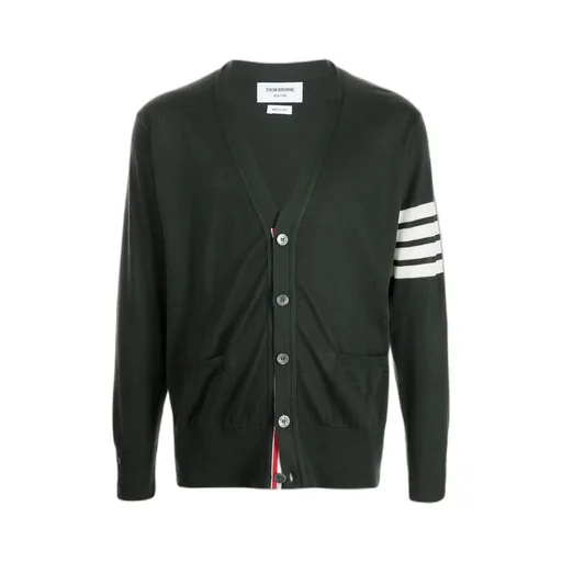 Intarsia-Knit 4-Bar Stripe Cardigan