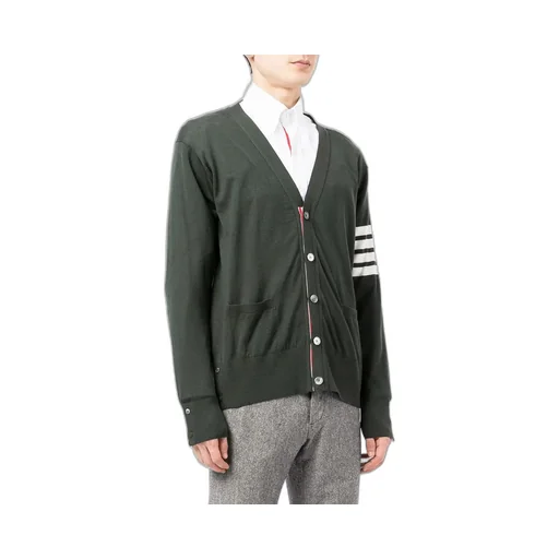 Intarsia-Knit 4-Bar Stripe Cardigan