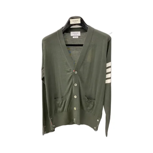 Intarsia-Knit 4-Bar Stripe Cardigan
